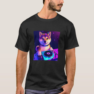 Shiba Inu DJ Vaporwave Doge Hond Mannen Vrouwen J T-shirt