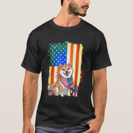 Shiba Inu Dog Amerikaanse vlag Hondenliefhebbers 4 T-shirt