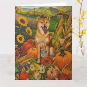 Shiba Inu Dog Autumn Harvest Thanksgiving Kaart