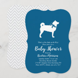 Shiba Inu Dog Baby shower Boy Blue Kaart
