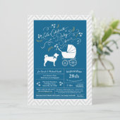 Shiba Inu Dog Baby shower Boy Blue Kaart (Staand voorkant)