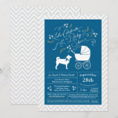 Shiba Inu Dog Baby shower Boy Blue Kaart (Voorkant / Achterkant)