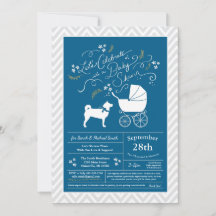 Shiba Inu Dog Baby shower Boy Blue