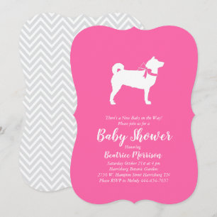 Shiba Inu Dog Baby shower Girl Pink Kaart