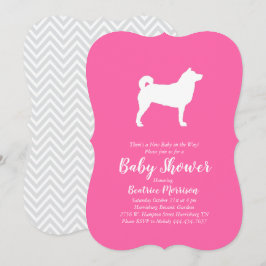 Shiba Inu Dog Baby shower Girl Pink Kaart
