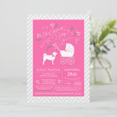 Shiba Inu Dog Baby shower Girl Pink Kaart (Staand voorkant)