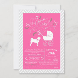 Shiba Inu Dog Baby shower Girl Pink Kaart