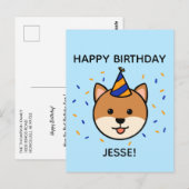 Shiba Inu Dog | Blauwe en Oranje geboorte-groet Briefkaart (Voorkant / Achterkant)