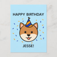 Shiba Inu Dog | Blauwe en Oranje geboorte-groet