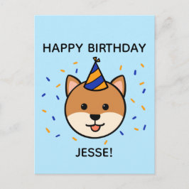 Shiba Inu Dog | Blauwe en Oranje geboorte-groet Briefkaart
