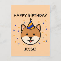 Shiba Inu Dog | Blauwe en Oranje geboorte-groet