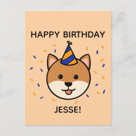 Shiba Inu Dog | Blauwe en Oranje geboorte-groet Briefkaart