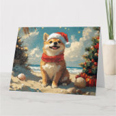 Shiba Inu Dog Christmas  Beach Kaart (Voorkant)
