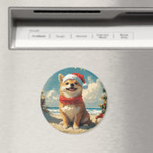 Shiba Inu Dog Christmas  Beach Magneet (Insitu (Vaatwasser))