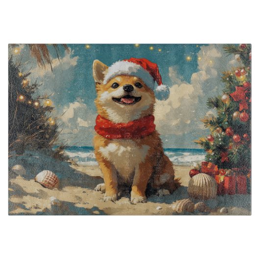 Shiba Inu Dog Christmas  Beach Snijplank (Voorkant)