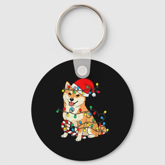 Shiba Inu Dog Christmas Lights Santa Xmas Pet Dog  Sleutelhanger (Voorkant)