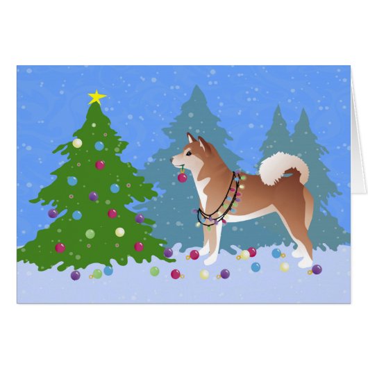 Shiba Inu Dog Decorate kerstboomkaart (Voorkant Horizontaal)