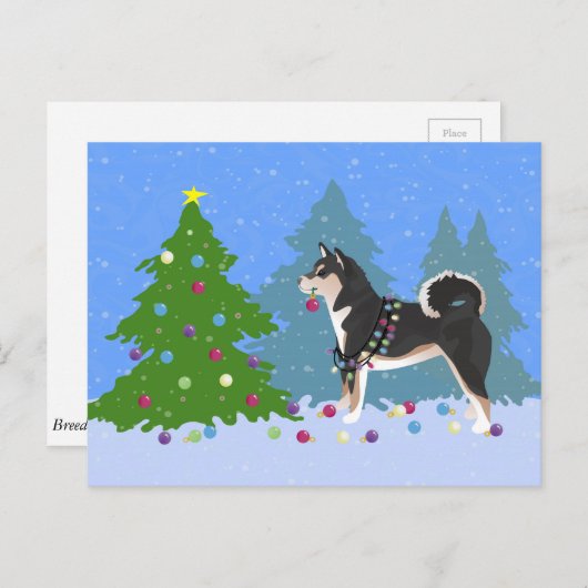 Shiba Inu Dog Decorting Kerstboom Feestdagenkaart (Voorkant / Achterkant)