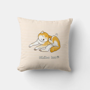 Shiba Inu Dog die vreedzaam Pixel Kunst herstelt Kussen