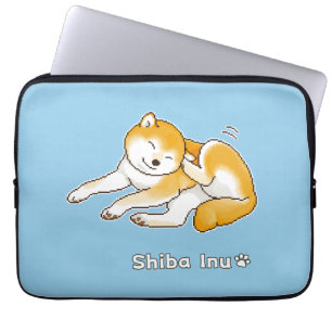 Shiba Inu Dog die vreedzaam Pixel Kunst herstelt Laptop Sleeve