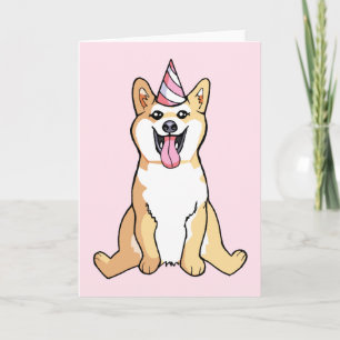 Shiba Inu Dog Drawing Happy Birthday Kaart