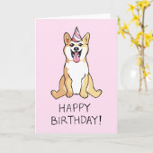 Shiba Inu Dog Drawing Happy Birthday Kaart (Gele Bloem)