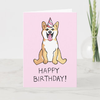 Shiba Inu Dog Drawing Happy Birthday Kaart