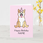Shiba Inu Dog Drawing Happy Birthday Sjabloon (Gele Bloem)