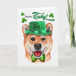 Shiba Inu Dog Feelin' Lucky St Patrick's Day Feestdagen Kaart