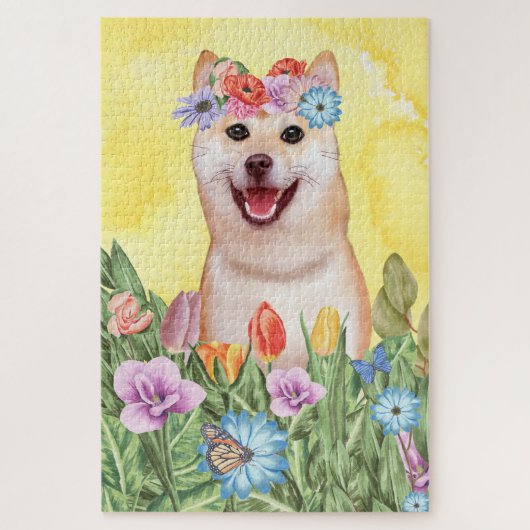 Shiba Inu Dog Flowers Legpuzzel (Verticaal)