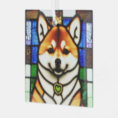 Shiba Inu Dog "Glas in lood" Glas Ornament (Voorkant links)