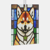 Shiba Inu Dog "Glas in lood" Glas Ornament (Voorkant Rechts)
