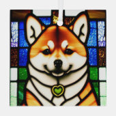 Shiba Inu Dog "Glas in lood" Glas Ornament (Achterkant)
