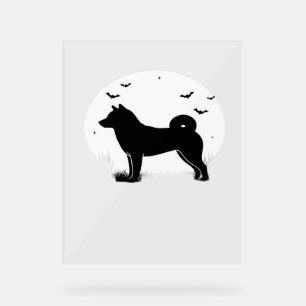 Shiba Inu Dog - Halloween Moon Silhouette Oversize Acryl Bord