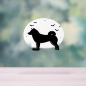 Shiba Inu Dog - Halloween Moon Silhouette Oversize Acryl Bord (Neutraal)