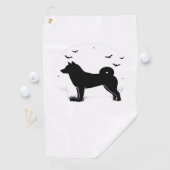 Shiba Inu Dog - Halloween Moon Silhouette Oversize Golfhanddoek (Insitu)