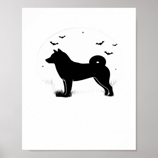 Shiba Inu Dog - Halloween Moon Silhouette Oversize Poster (Voorkant)