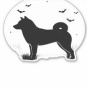 Shiba Inu Dog - Halloween Moon Silhouette Oversize Sticker (Voorkant)