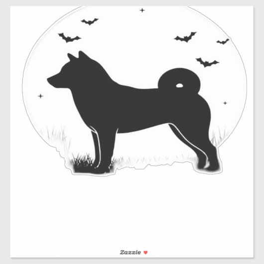Shiba Inu Dog � Halloween Moon Silhouette Oversize Sticker (Vel)