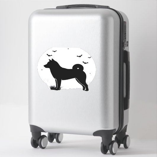 Shiba Inu Dog � Halloween Moon Silhouette Oversize Sticker (Koffer)