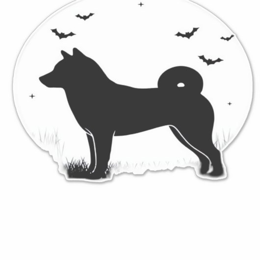 Shiba Inu Dog � Halloween Moon Silhouette Oversize Sticker (Voorkant)