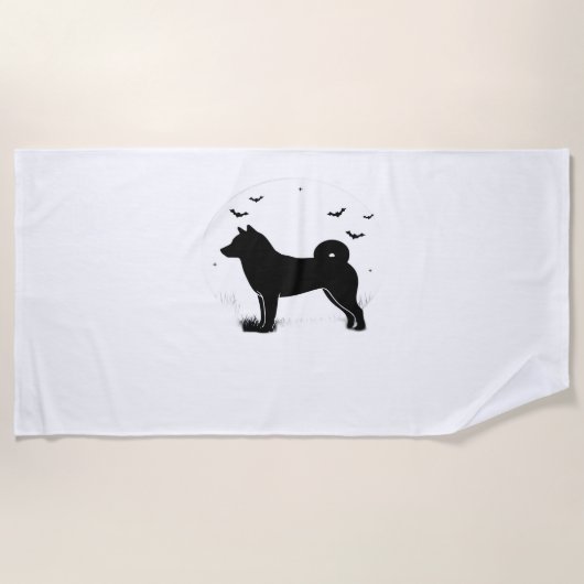 Shiba Inu Dog - Halloween Moon Silhouette Oversize Strandlaken (Voorkant)