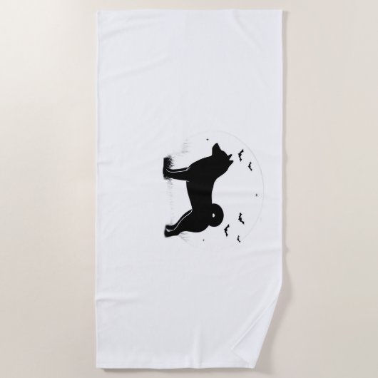 Shiba Inu Dog - Halloween Moon Silhouette Oversize Strandlaken (Voorkant)