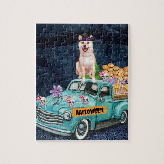 Shiba Inu Dog Halloween Truck Legpuzzel (Verticaal)