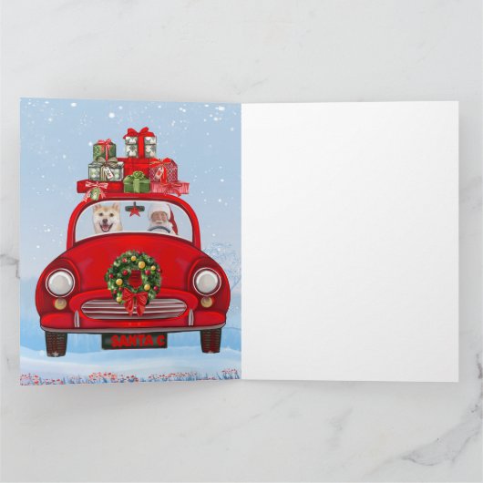 Shiba Inu Dog in auto met kerstman Kaart (Binnen)