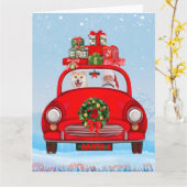 Shiba Inu Dog in auto met kerstman Kaart (Gele Bloem)