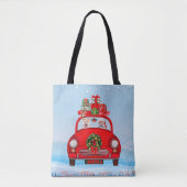 Shiba Inu Dog in auto met kerstman Tote Bag (Voorkant)