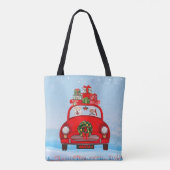 Shiba Inu Dog in auto met kerstman Tote Bag (Achterkant)