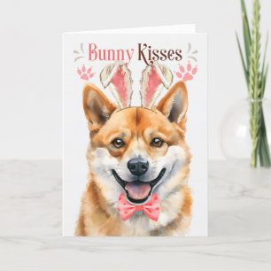 Shiba Inu Dog in Bunny Ears voor Pasen Feestdagen Kaart