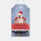 Shiba Inu Dog in sneeuw, met kersttruck Cadeaulabel (Achterkant)